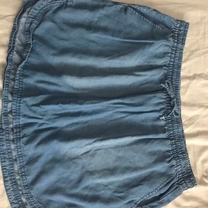 Chambray dolphin hem mini skirt